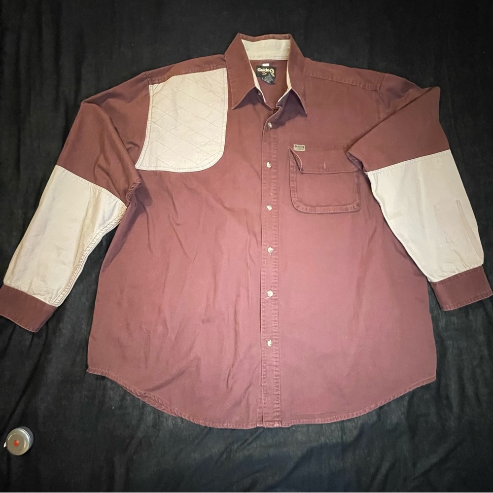 Guide Series Shooting Shirt Mens 2XL Long Sleeve Maroon Quilted Button Up